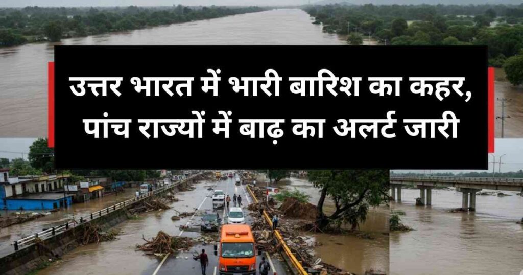 उत्तर भारत में भारी बारिश का कहर, पांच राज्यों में बाढ़ का अलर्ट जारी